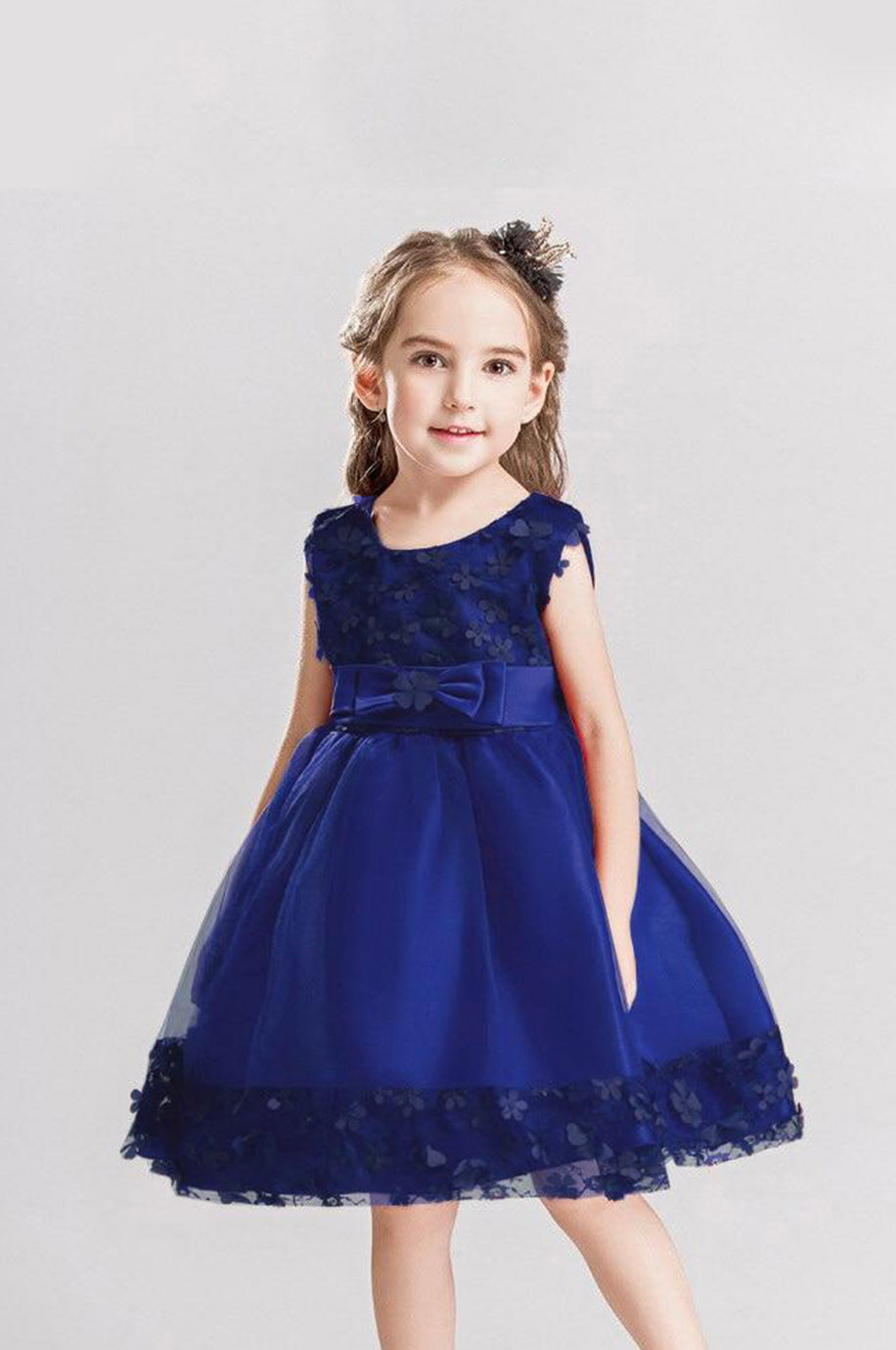 Robe courte avec volants en tulle ondulé Fille, Bleu | Milano Robe courte avec volants en tulle ondulé Fille, Bleu | Milano