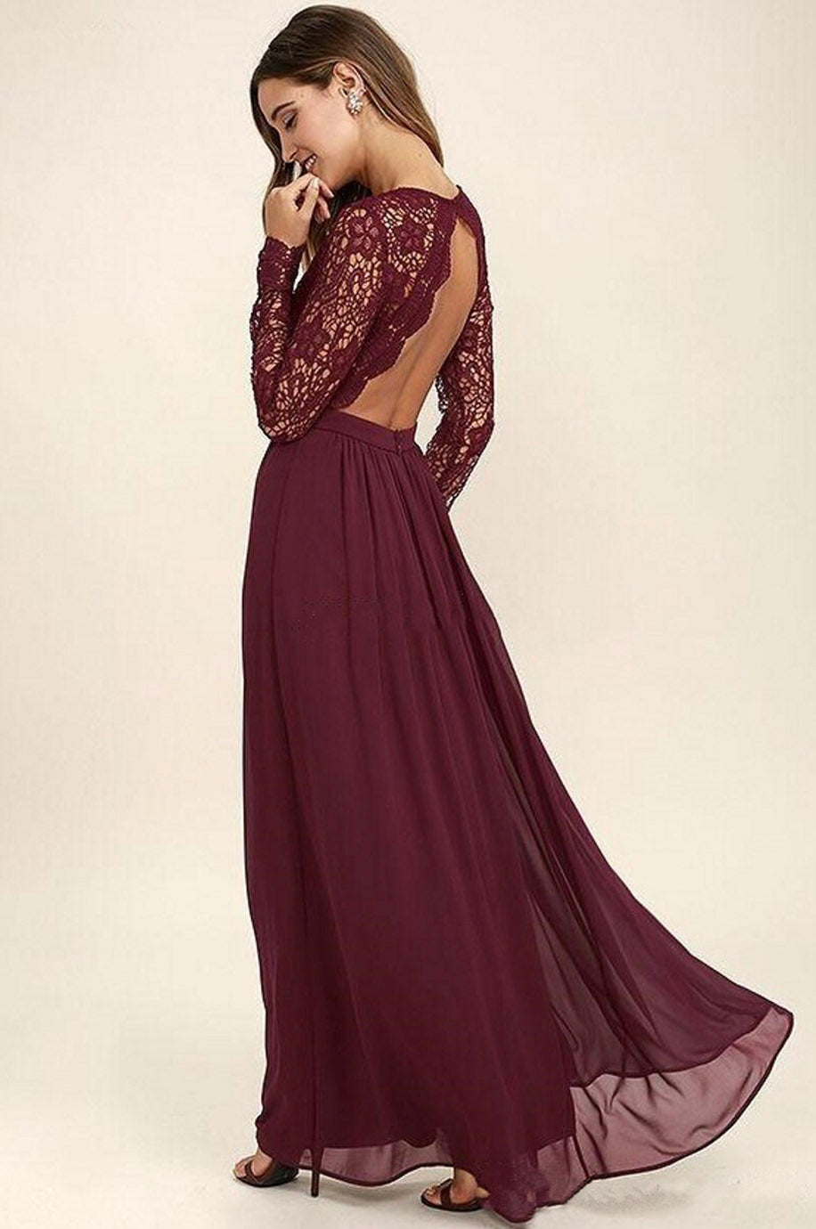 Robe Demoiselle d'Honneur Longue Bordeaux