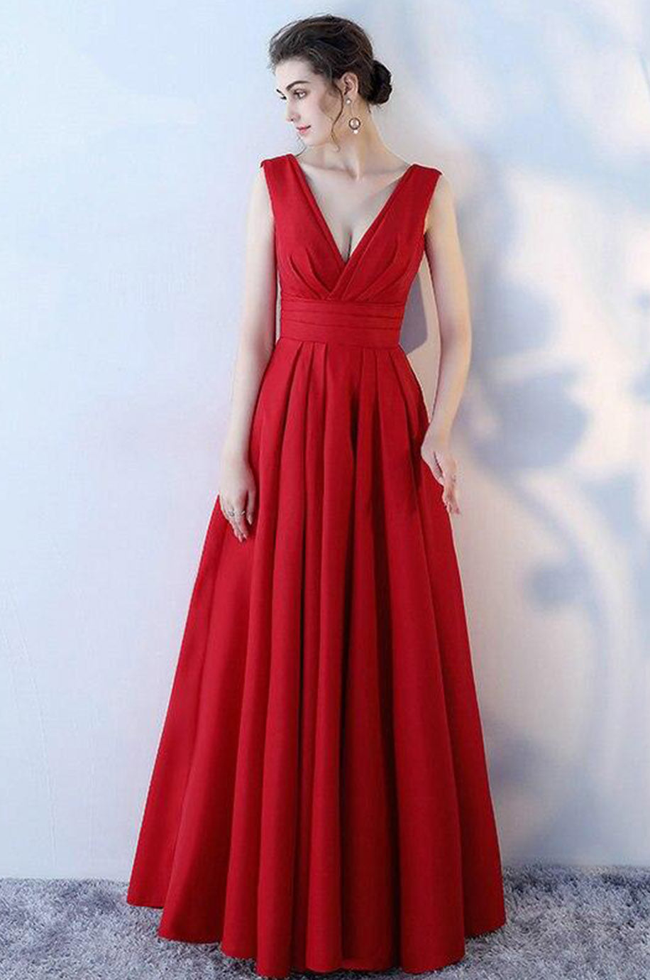 Robe Demoiselle d'Honneur Femme Rouge