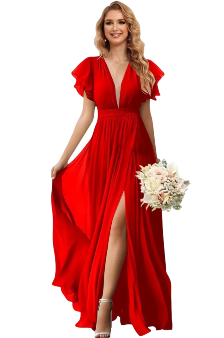 Robe Rouge Pour Demoiselle d'Honneur