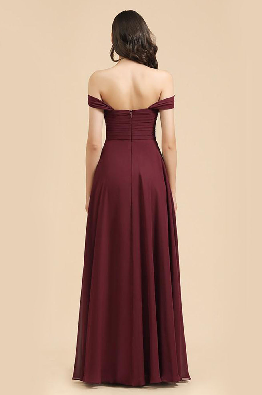 Robe Longue Demoiselle d'Honneur Bordeaux
