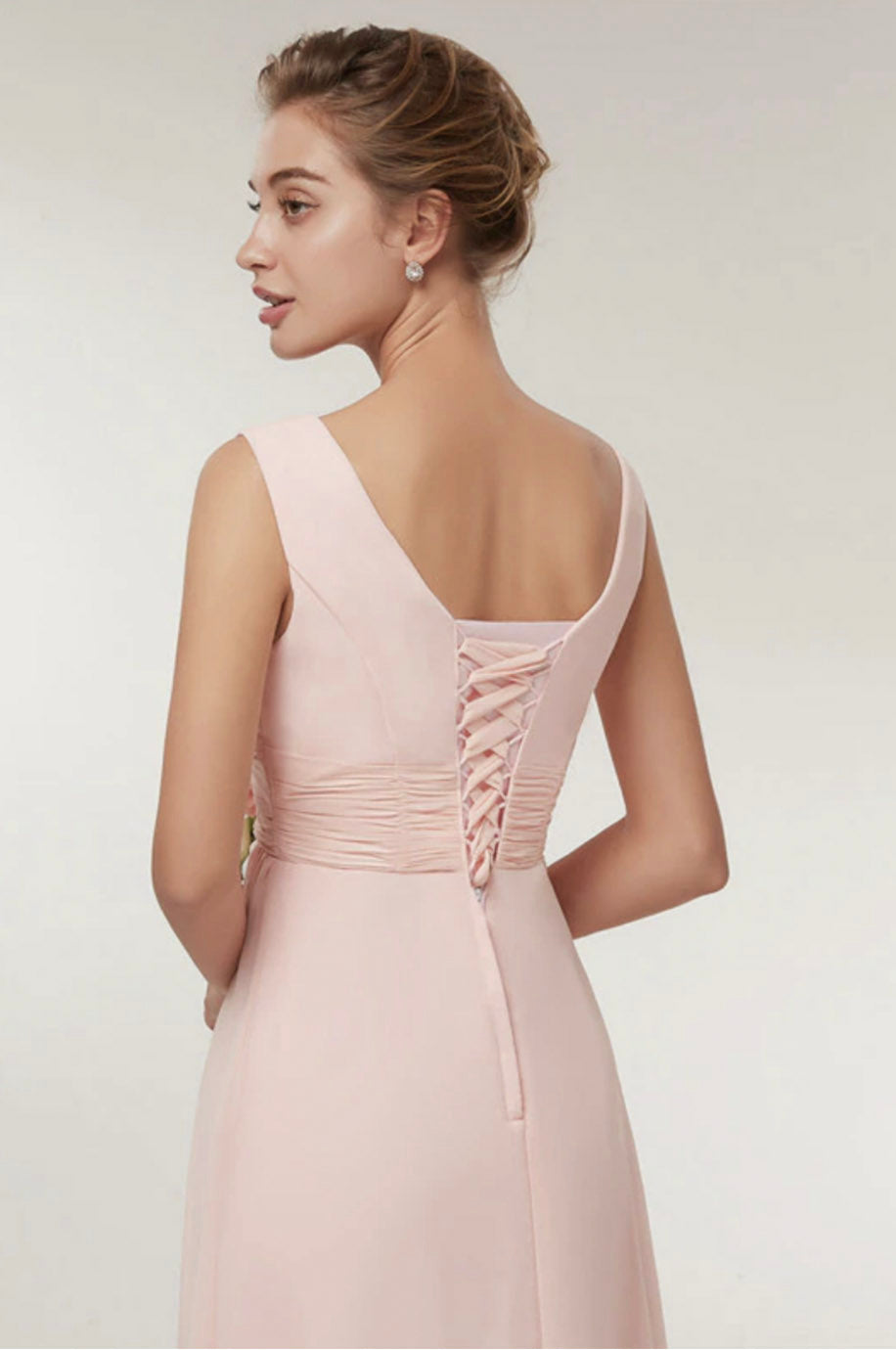 Robe Demoiselle d'Honneur Longue Rose Pâle