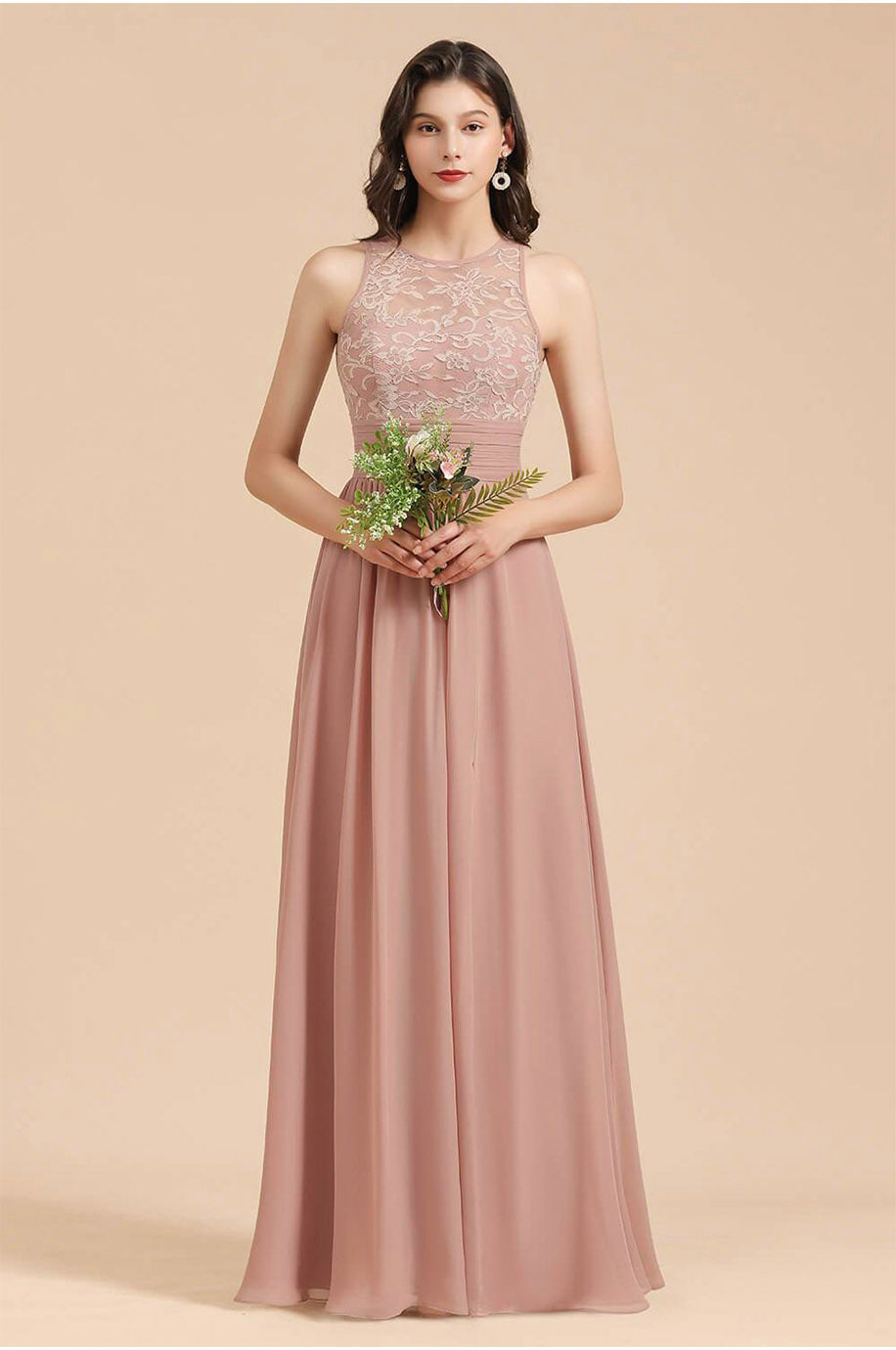 Robe Rose Poudré Pour Demoiselle d'Honneur