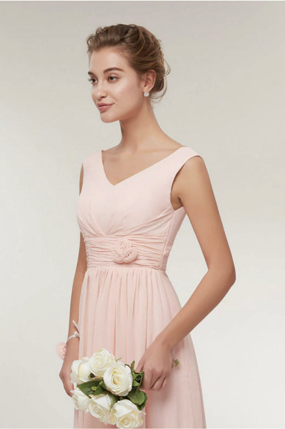 Robe Demoiselle d'Honneur Longue Rose Pâle