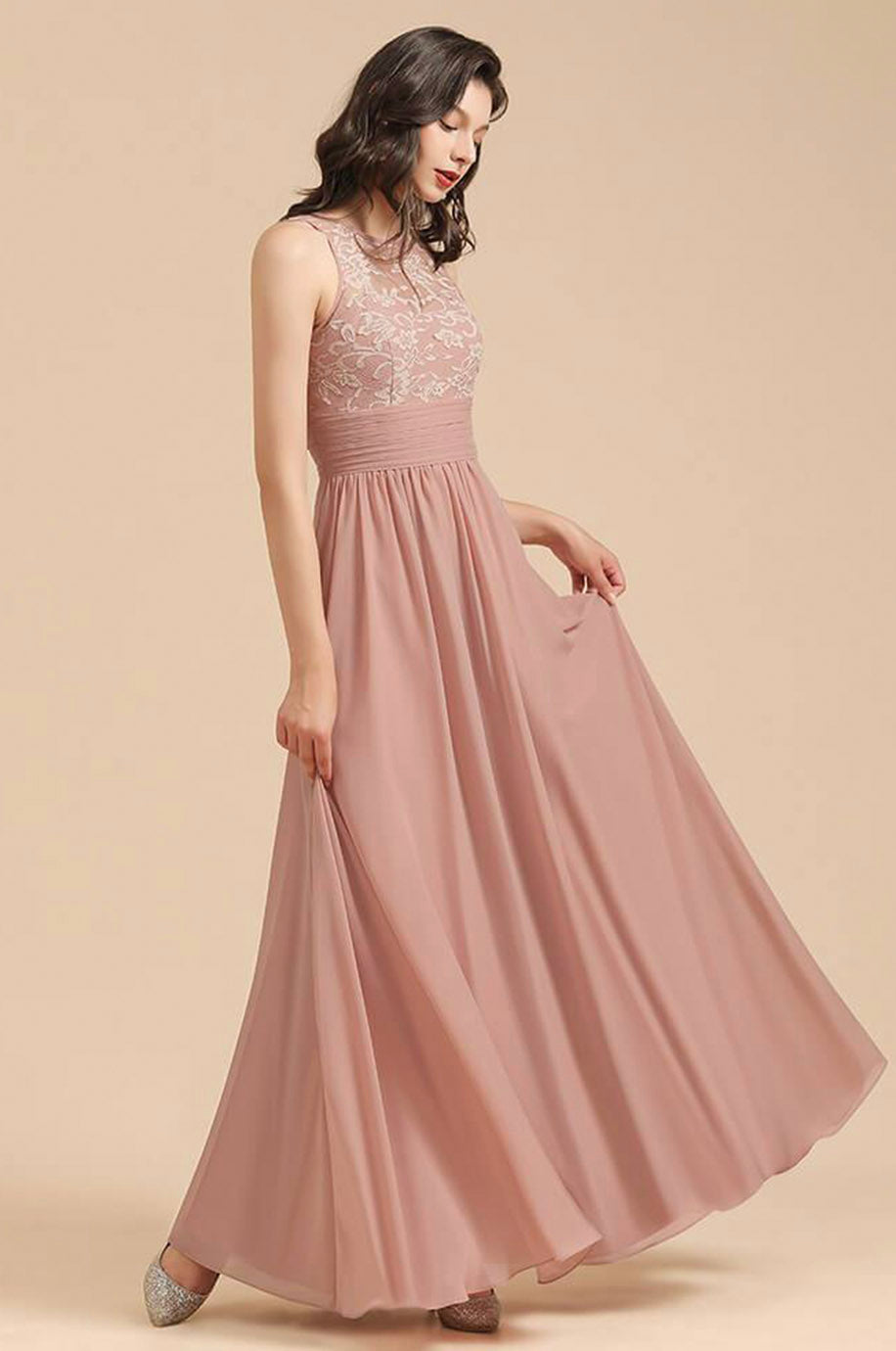 Robe Rose Poudré Pour Demoiselle d'Honneur