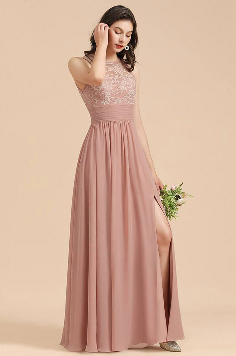 Robe Rose Poudré Pour Demoiselle d'Honneur