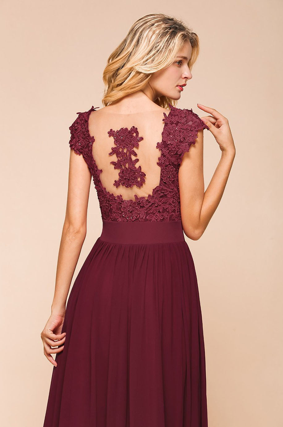 Robe Demoiselle d'Honneur Bordeaux Longue