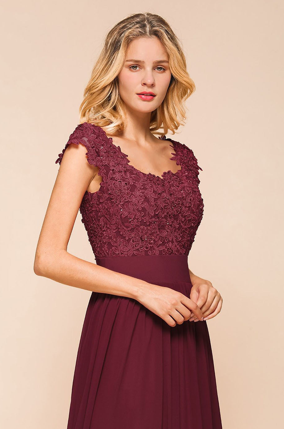 Robe Demoiselle d'Honneur Bordeaux Longue