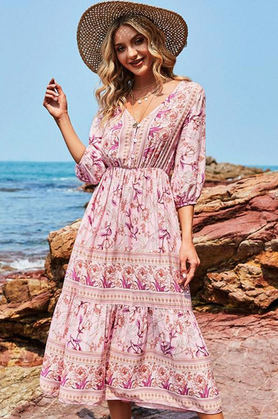 Robe Demoiselle d'Honneur Bohème Rose