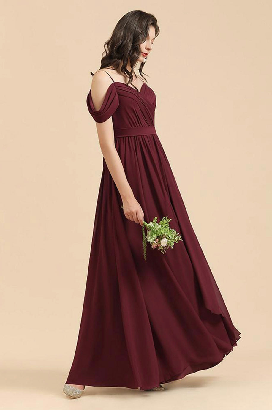 Robe Bordeaux Longue Demoiselle d'Honneur
