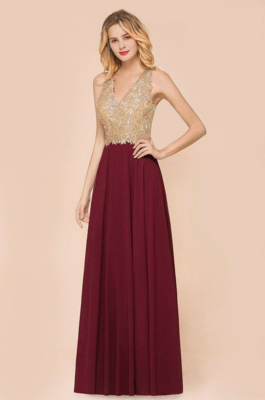 Robe Demoiselle d'Honneur Bordeaux et Blanche