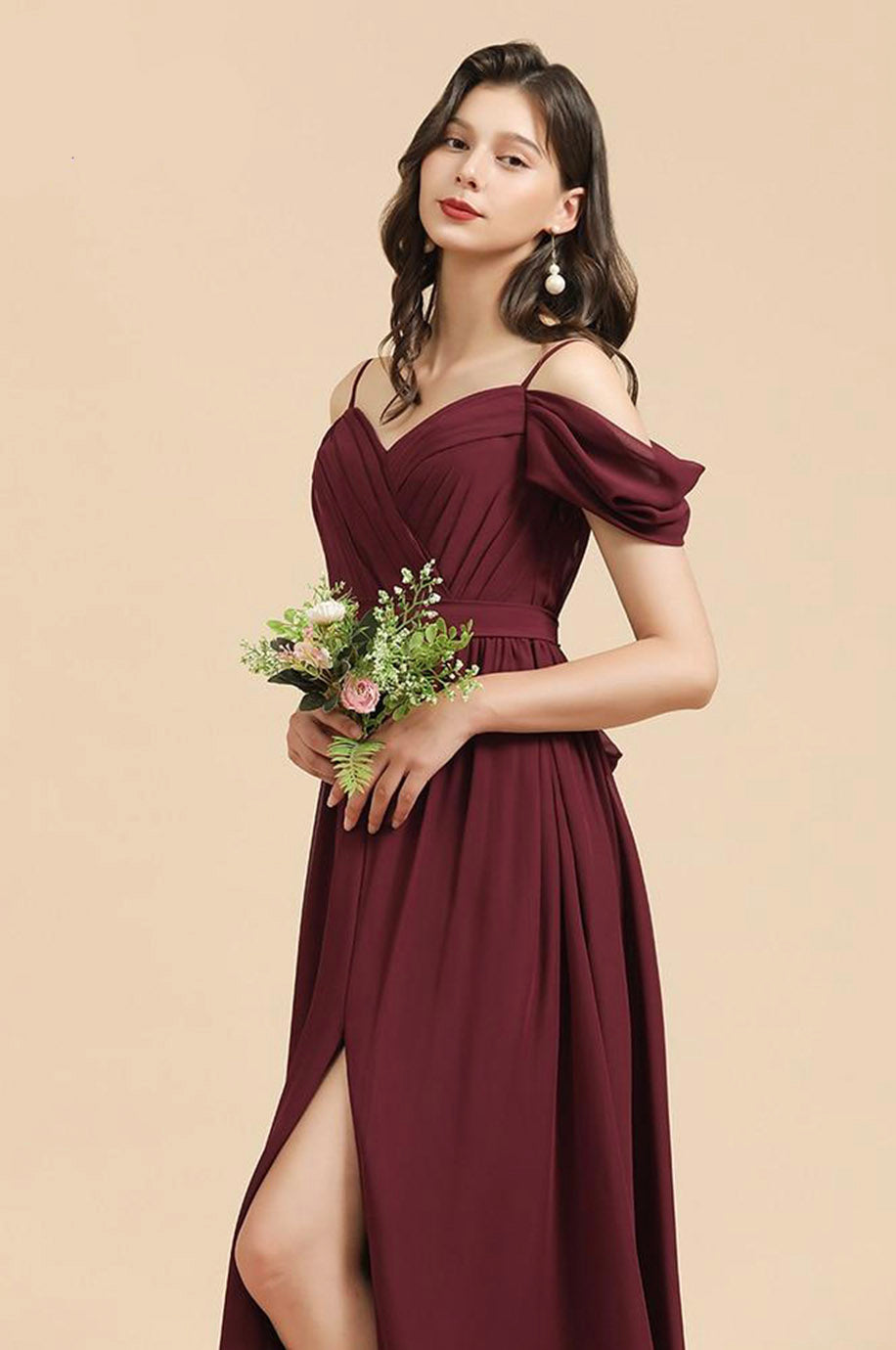Robe Bordeaux Longue Demoiselle d'Honneur