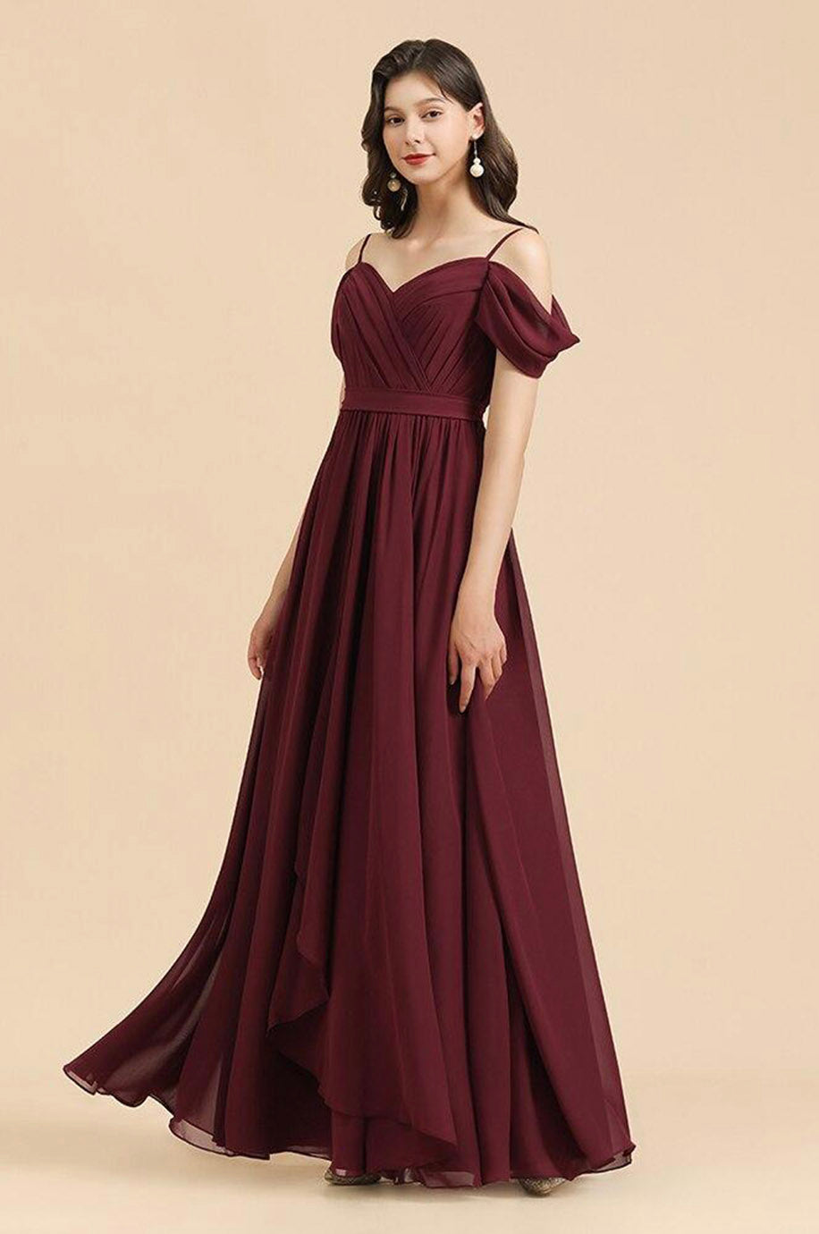 Robe Bordeaux Longue Demoiselle d'Honneur