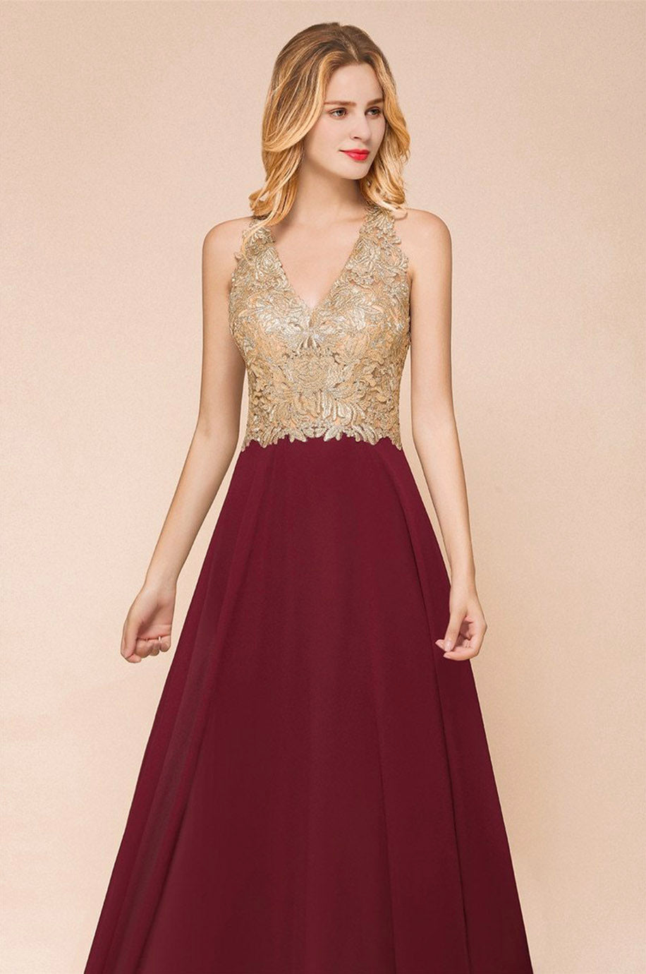 Robe Demoiselle d'Honneur Bordeaux et Blanche