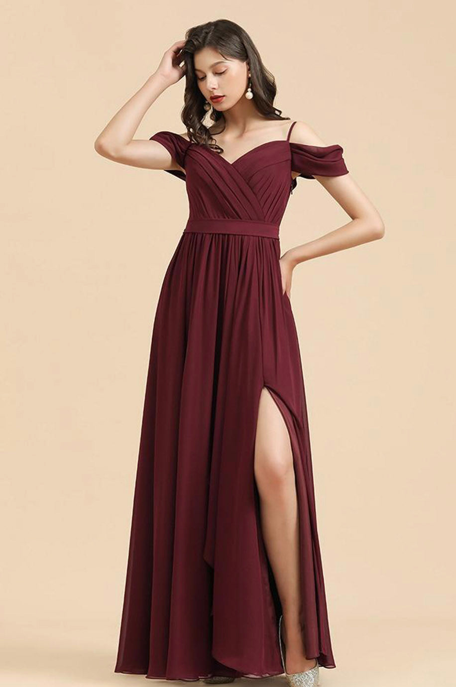 Robe Bordeaux Longue Demoiselle d'Honneur