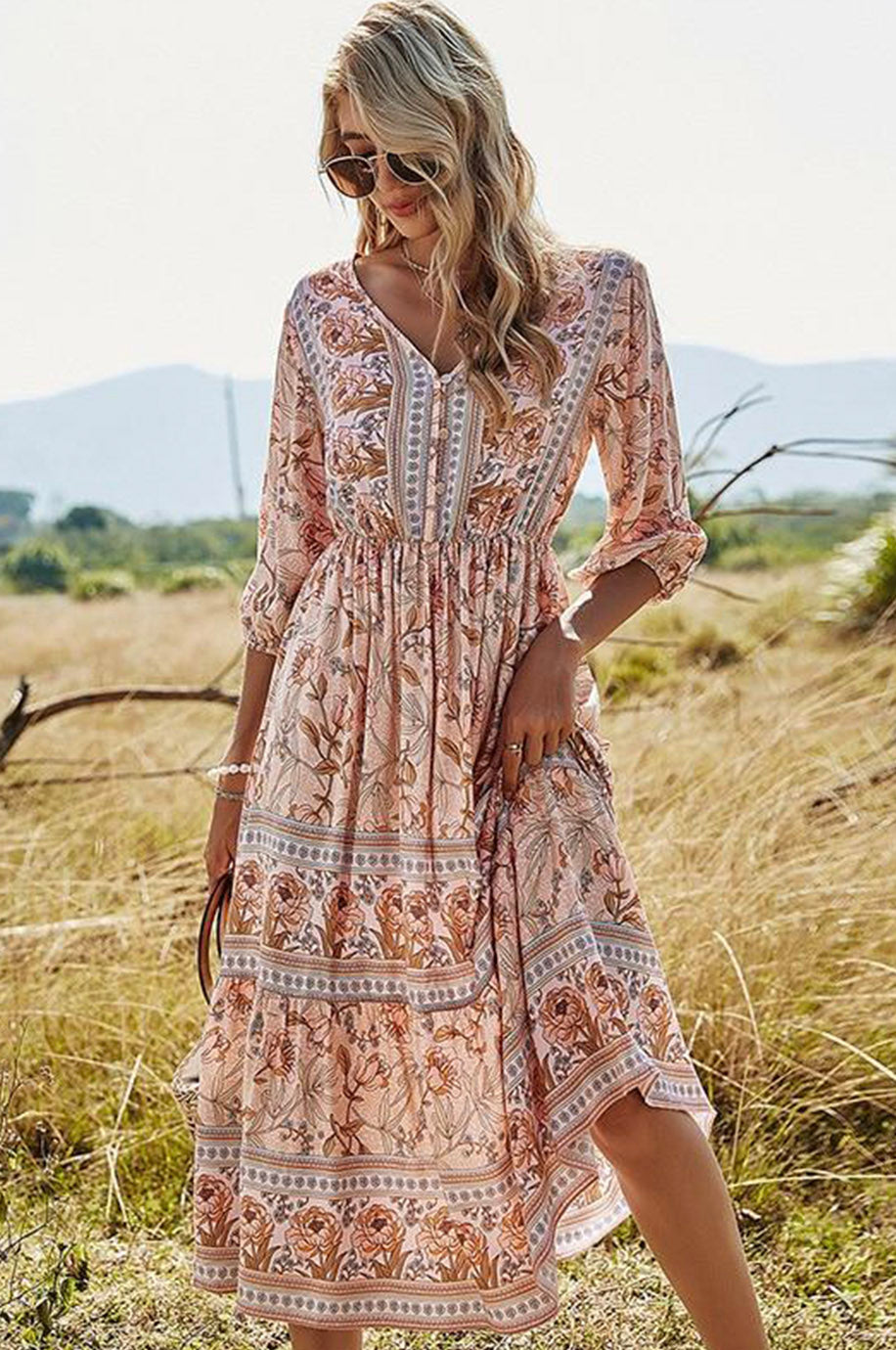 Robe Demoiselle d'Honneur Bohème Rose