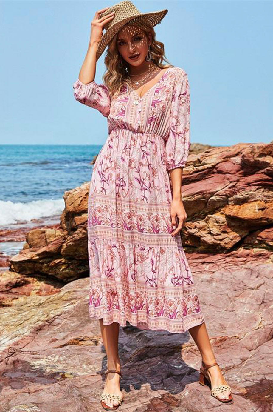 Robe Demoiselle d'Honneur Bohème Rose