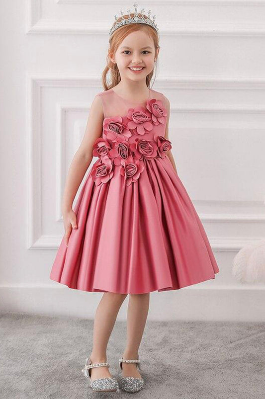 Robe Demoiselle d'Honneur Rose Fille