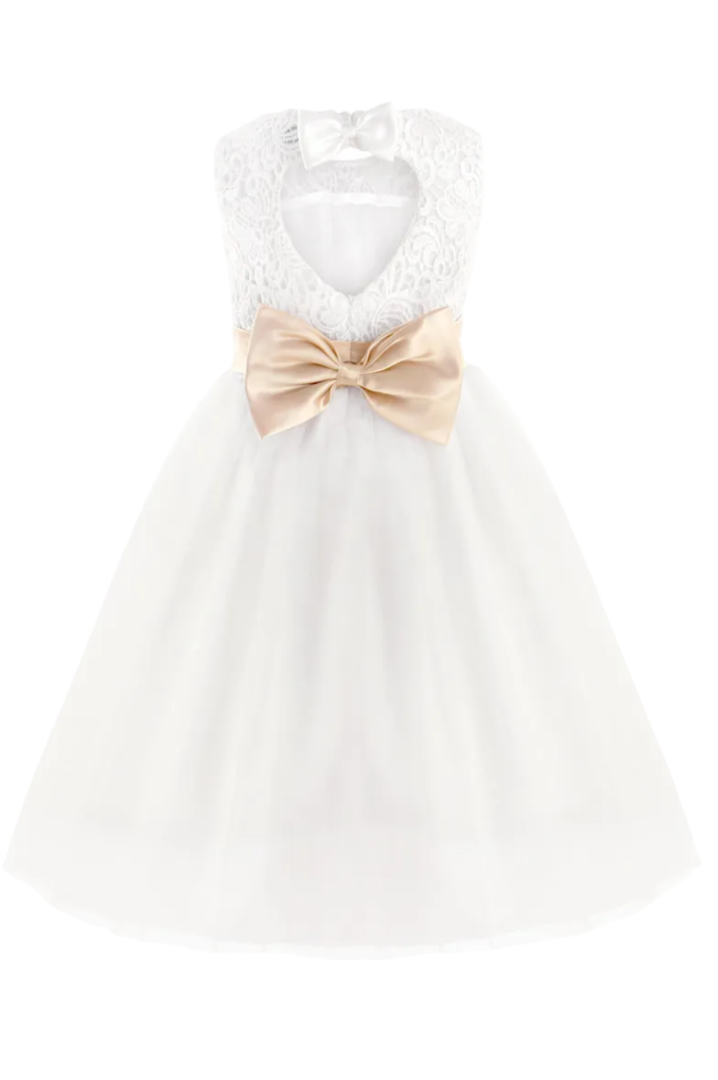 Robe Demoiselle d'Honneur Petite Fille Blanche