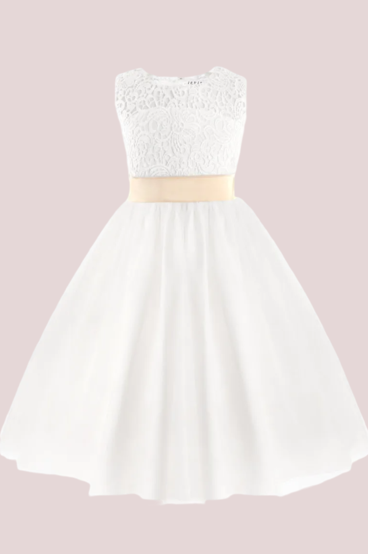 Robe Demoiselle d'Honneur Petite Fille Blanche