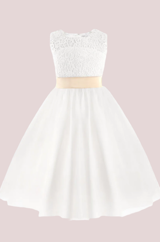 Robe Demoiselle d'Honneur Petite Fille Blanche