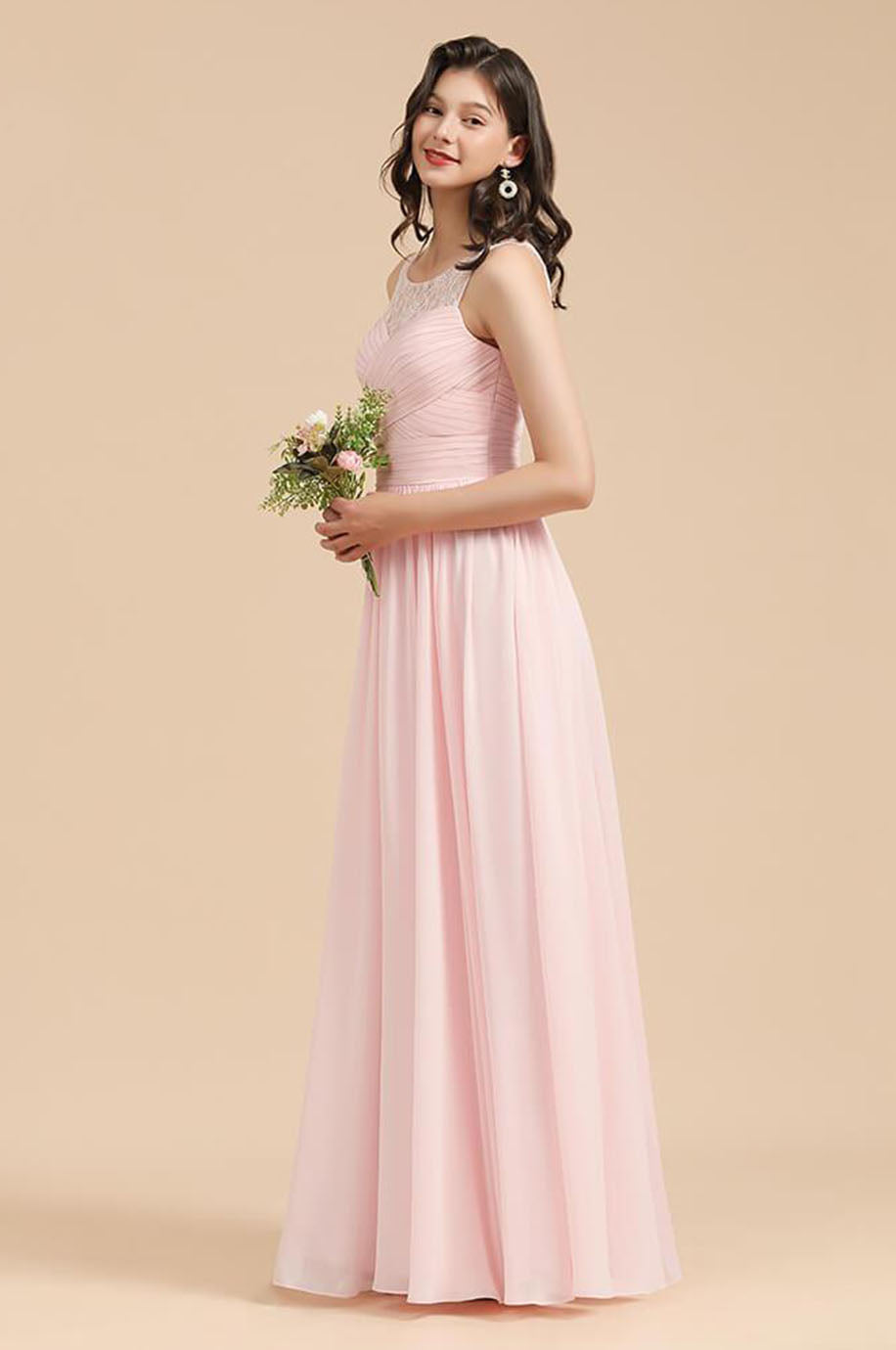 Robe Demoiselle d'Honneur Rose Perle